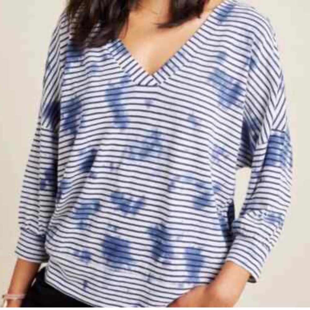 Anthropologie Saturday Sunday med black & white horizontal stripes tye dye